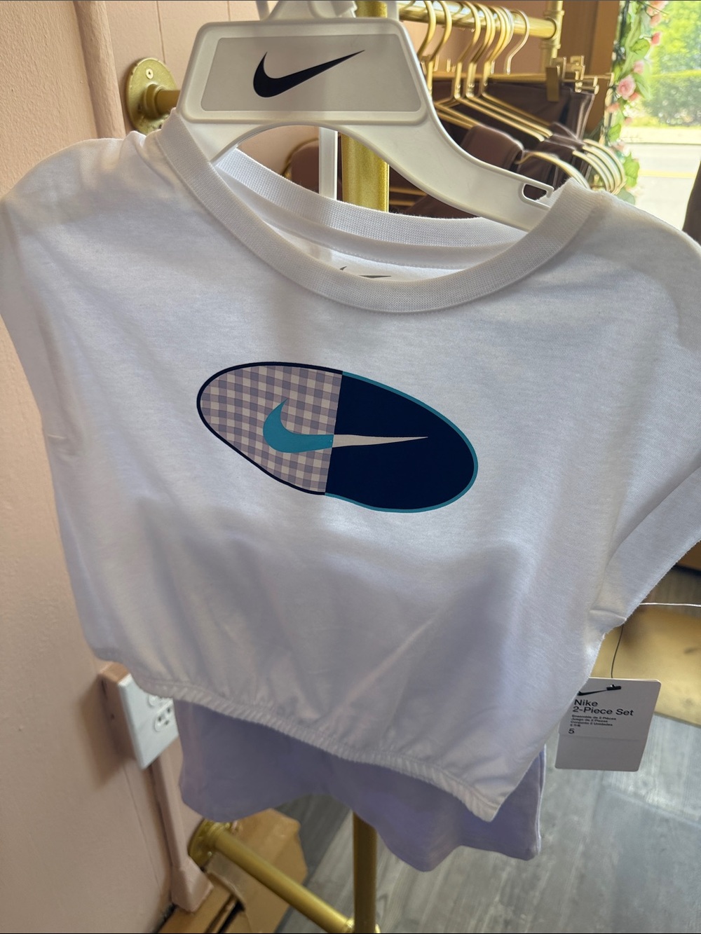 Nike White Short Sleeve Tee with Blue Logo Oval